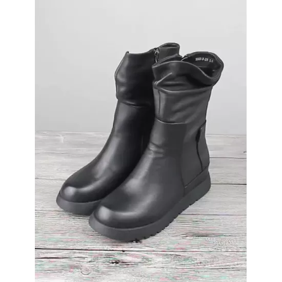 Leisure Fashion Solid Leather Martin Boots