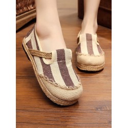 Striped Flat Shoes Casual Canvas Shoes