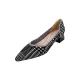 Contrast Color Houndstooth Pointed-Toe V-Cut Pumps