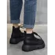 Vintage Cow Leather Wool Boots Platform Shoes