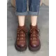 Vintage Cow Leather Wool Boots Platform Shoes