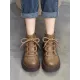 Vintage Cow Leather Wool Boots Platform Shoes