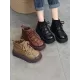 Vintage Cow Leather Wool Boots Platform Shoes