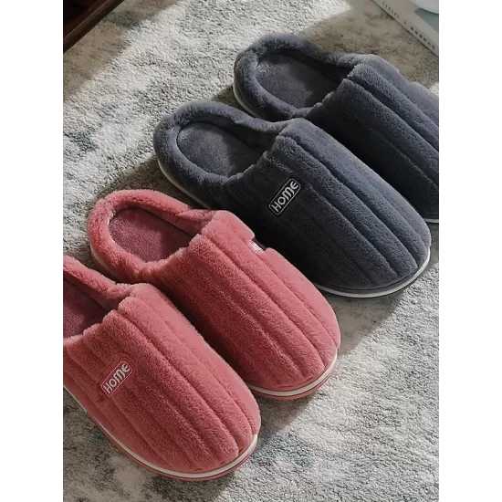 Indoor Warm Non-Slip Solid Color Slippers