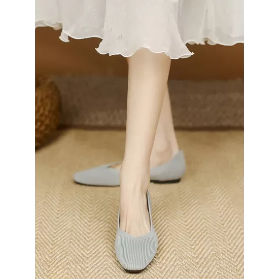 Solid Color Square-Toe Shoes Flats