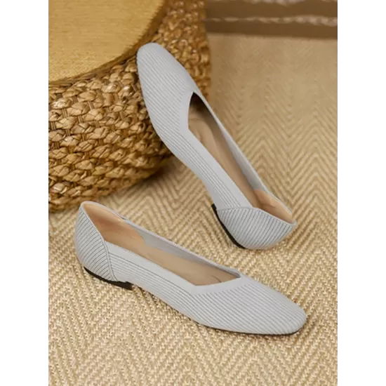 Solid Color Square-Toe Shoes Flats