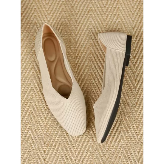 Solid Color Square-Toe Shoes Flats