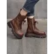 Vintage Cow Leather Mid Heels Height Boots