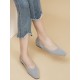 Solid Color Split-Joint Square-Toe V-Cut Flat Shoes