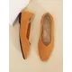 Solid Color Split-Joint Square-Toe V-Cut Flat Shoes