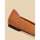 Solid Color Split-Joint Square-Toe V-Cut Flat Shoes