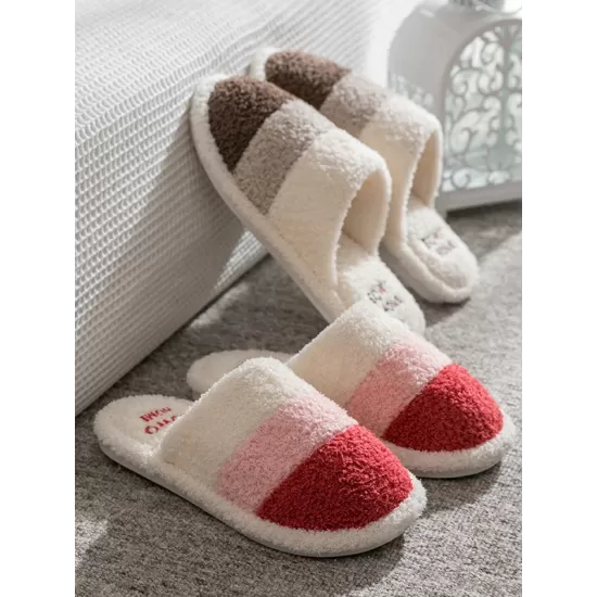 Indoor Non-Slip Keep Warm Striped Slippers