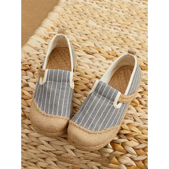 Straw Knitting Striped Flat Shoes Casual Shoes