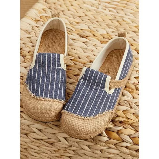 Straw Knitting Striped Flat Shoes Casual Shoes