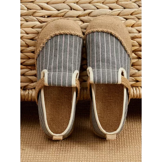 Straw Knitting Striped Flat Shoes Casual Shoes