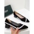 Contrast Color Pointed-Toe V-Cut Pumps