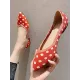 Contrast Color Pointed-Toe Polka-Dot V-Cut Low Heels Flat Shoes