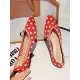 Contrast Color Pointed-Toe Polka-Dot V-Cut Low Heels Flat Shoes