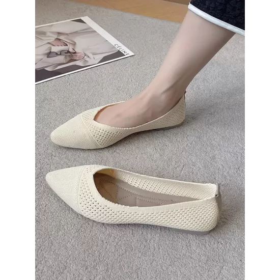 Breathable Hollow Solid Color Flat Shoes