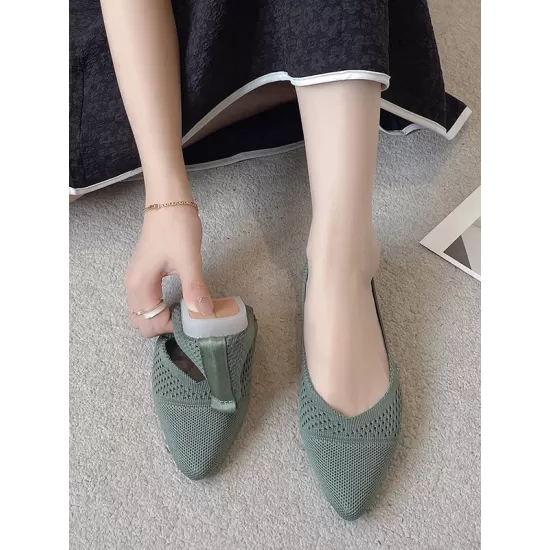 Breathable Hollow Solid Color Flat Shoes