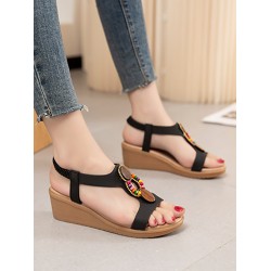 Elasticity Open Toe Peep Toe Wedges & Flatform Sandals