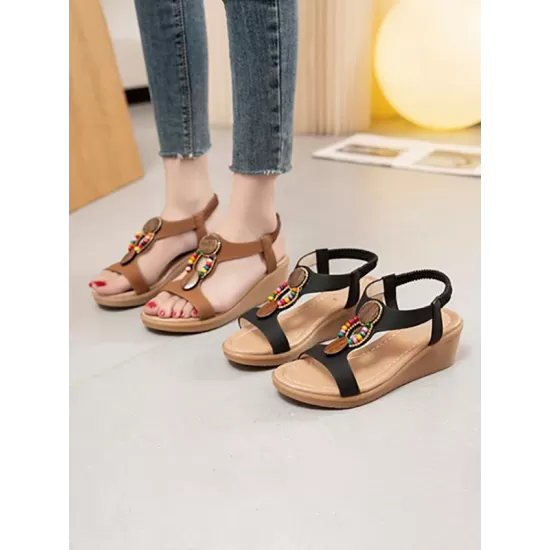 Elasticity Open Toe Peep Toe Wedges & Flatform Sandals