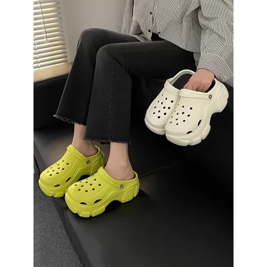 Hollow Round-Toe Slider Sandals Platform Shoes Crocs