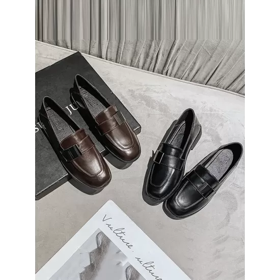 Shallow Cut Square-Toe Loafers