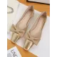 Bowknot Contrast Color Shallow Cut Split-Joint Square-Toe Flats