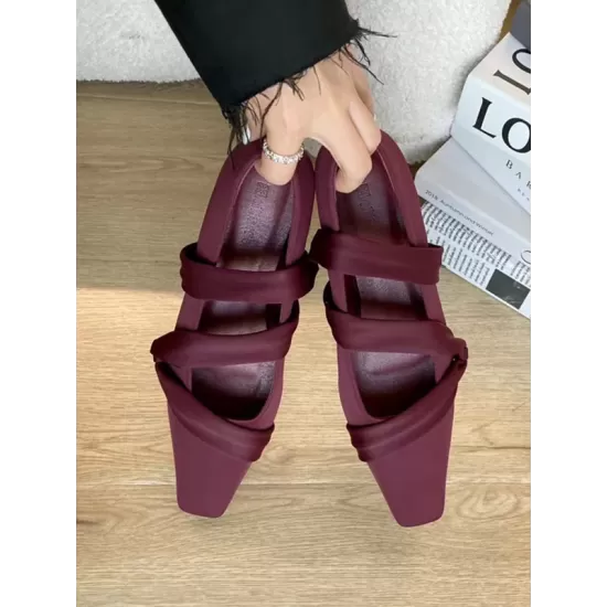 Solid Color Square-Toe Flat Shoes