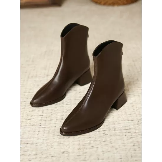 Pointed-Toe Split-Joint Zipper Chelsea Boots Boots