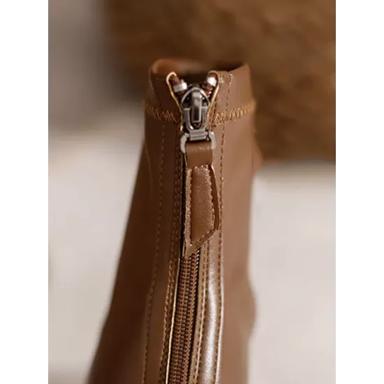 Split-Joint Square-Toe Zipper Boots