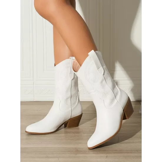 Pointed-Toe Split-Joint Pumps Boots