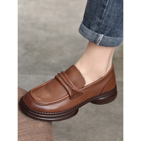 Round-Toe Solid Color Square-Toe Shoes