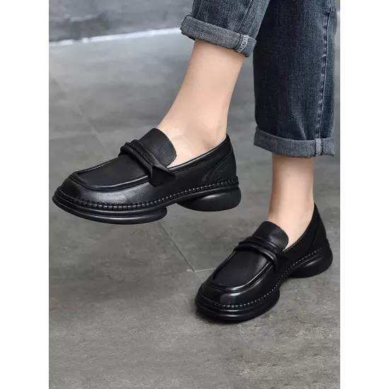 Round-Toe Solid Color Square-Toe Shoes