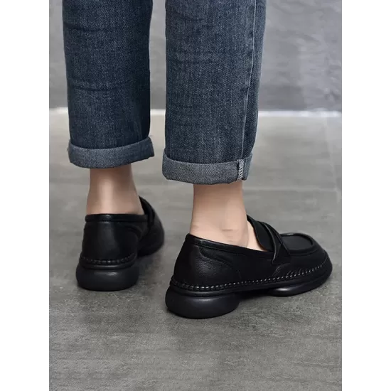 Round-Toe Solid Color Square-Toe Shoes