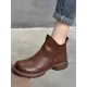 Round-Toe Solid Color Zipper Boots