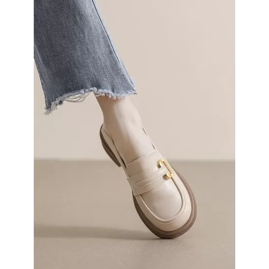 Round-Toe Split-Joint Platform Shoes Loafers