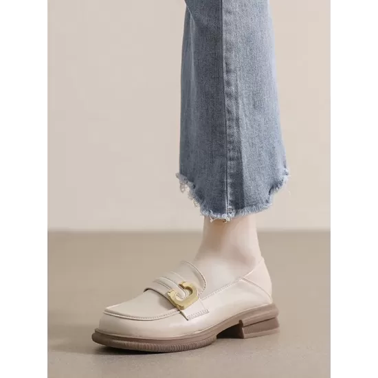 Round-Toe Split-Joint Platform Shoes Loafers