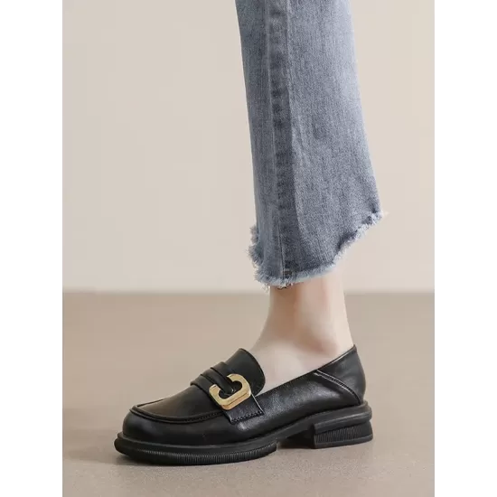 Round-Toe Split-Joint Platform Shoes Loafers