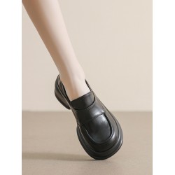 Round-Toe Split-Joint Platform Shoes Loafers