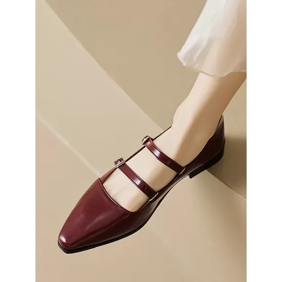 Pointed-Toe Shallow Cut Split-Joint Flat Shoes