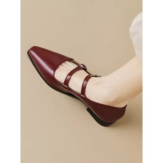 Pointed-Toe Shallow Cut Split-Joint Flat Shoes