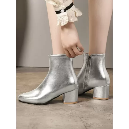 Pointed-Toe Ripped Split-Joint Pumps Chelsea Boots