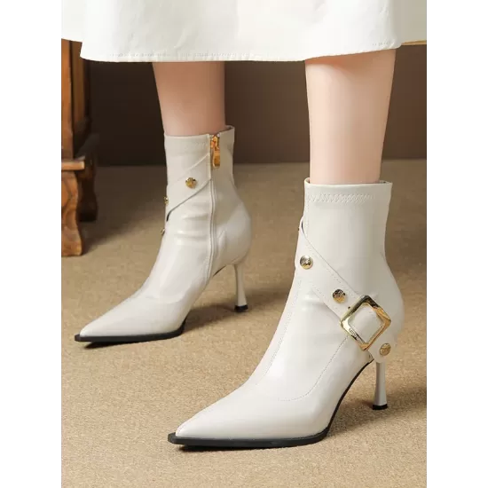 Pointed-Toe Split-Joint Pumps Boots