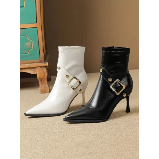 Pointed-Toe Split-Joint Pumps Boots