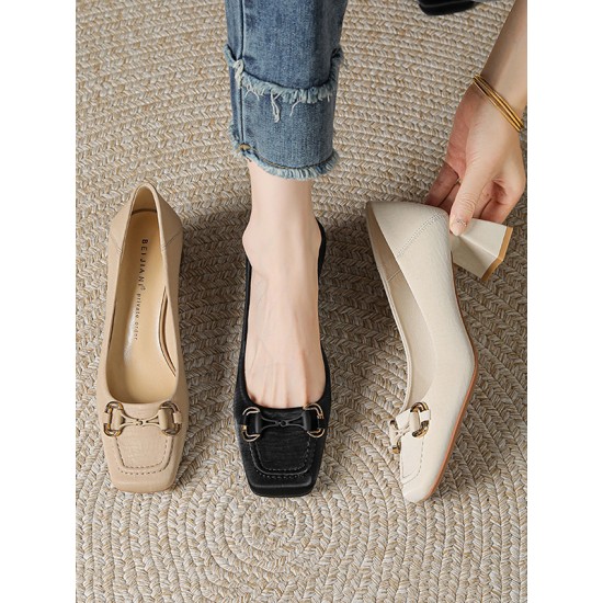 Shallow Cut Split-Joint Square-Toe Pumps