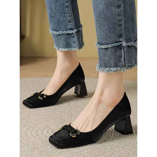 Shallow Cut Split-Joint Square-Toe Pumps