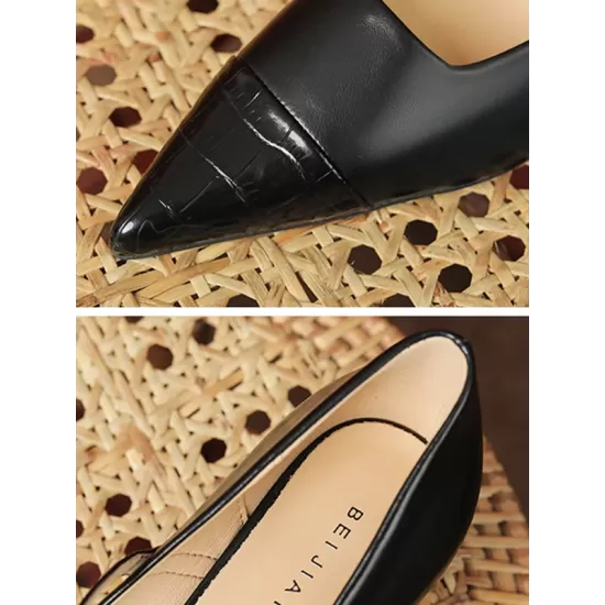 Lace-Up Pointed-Toe Shallow Cut Split-Joint Pumps