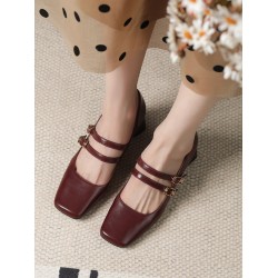 Lace-Up Shallow Cut Square-Toe Pumps